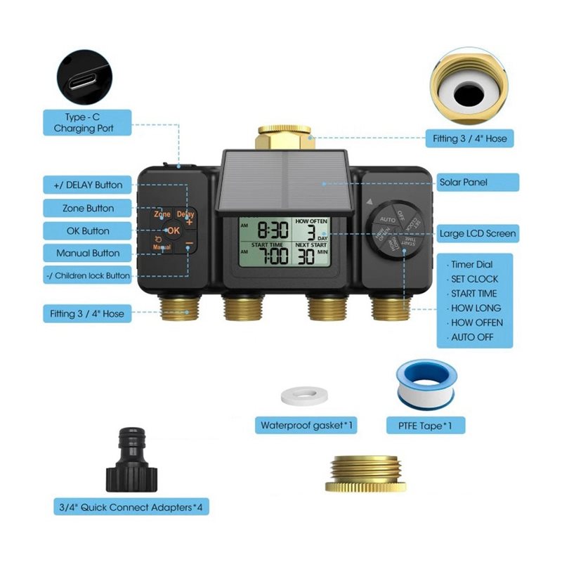 PHFU-Solar Irrigation Timer Au - огляд і ціна Smart Garden Tap Timer